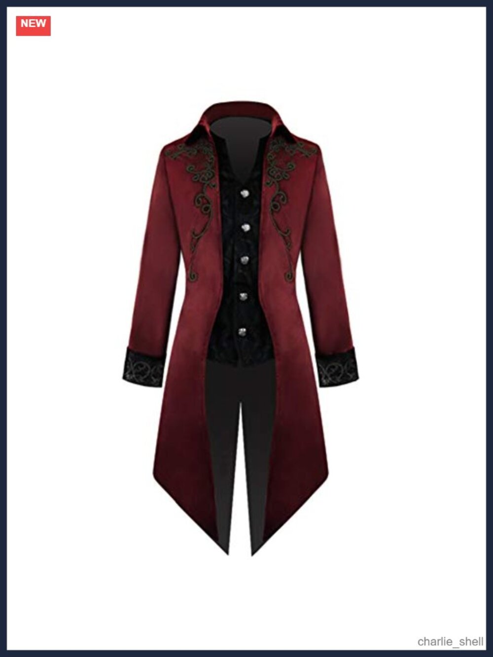 Mens Velvet Steampunk Frock Coat Gothic Tailcoat Medieval Costume